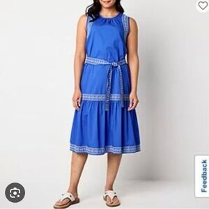 St. John's Bay Royal Blue Sleeveless Belted Midi Dress